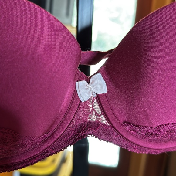 B By Ted Baker Burgundy Lace Lined Bra Size 34D - Picture 4 of 8